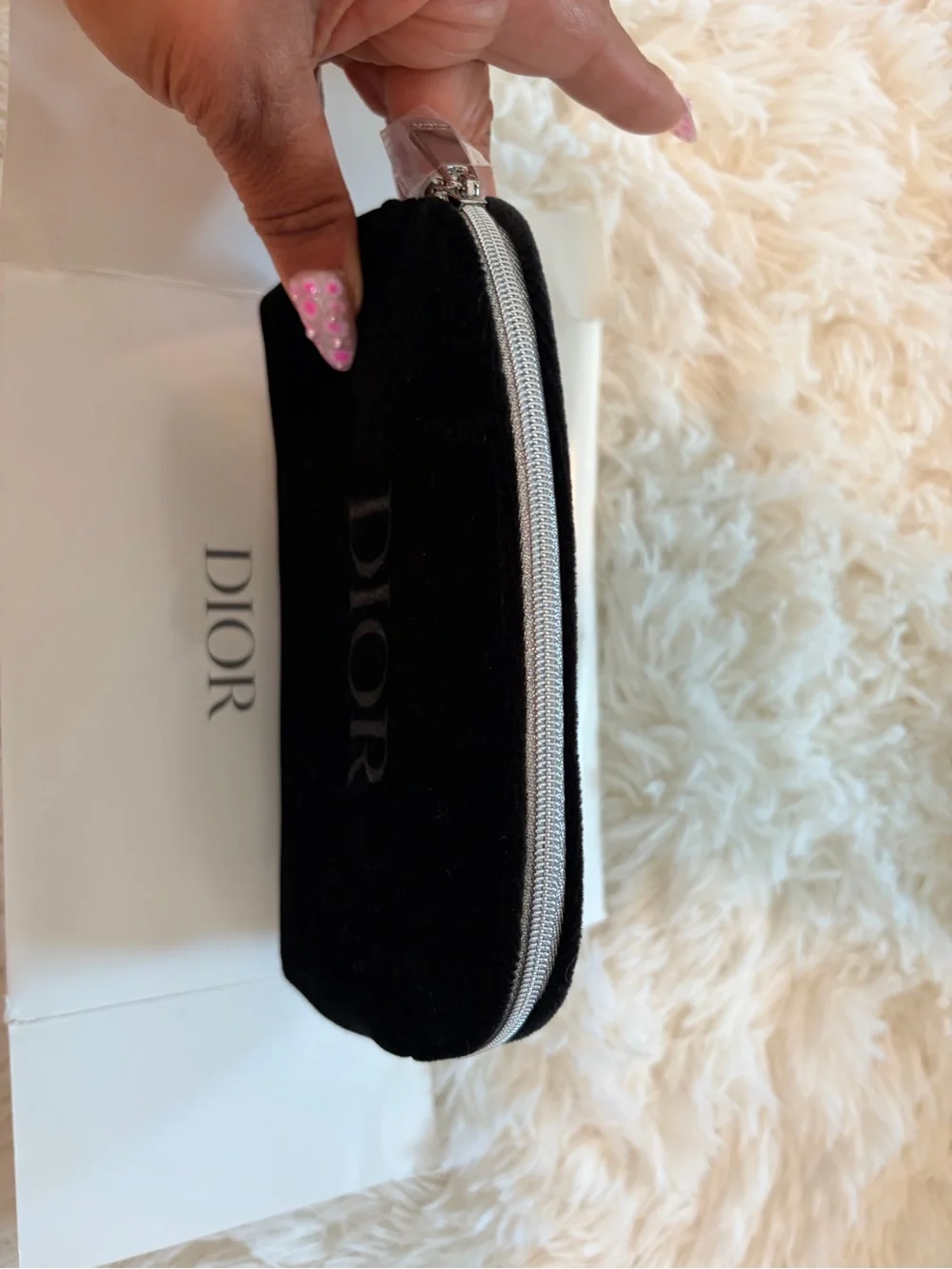Dior Black Embroidered Cosmetic Pouch